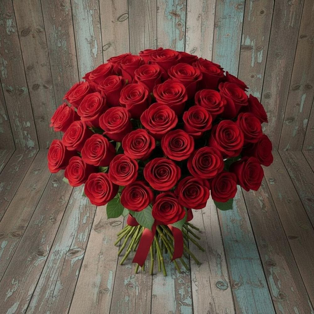 Букет 55 Красных роз Фридом в Георгиевской