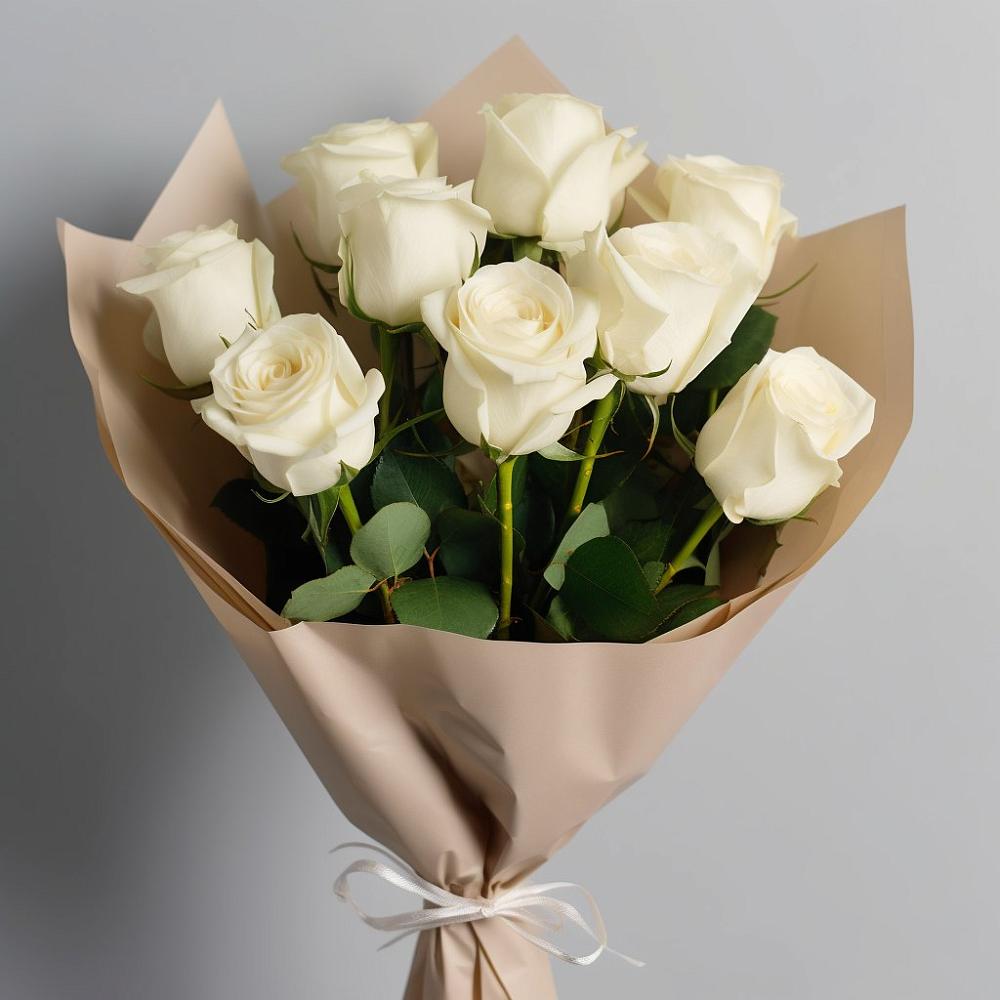 Букет 9 Белых роз Эдлесс Лав в Георгиевской