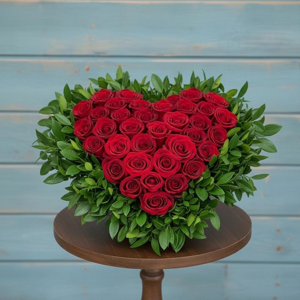 Цветочная композиция из Розы в виде сердца в Георгиевской