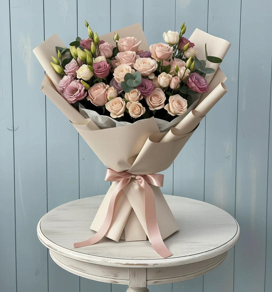 Букет цветов из: Розы и Лизиантусы в Георгиевской