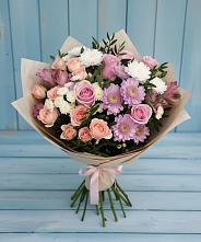 Букет цветов из:  Хризантемы, Розы и Альстромерии в Георгиевской