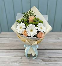 Букет цветов из:  Герберы, Розы и Хризантемы в Георгиевской