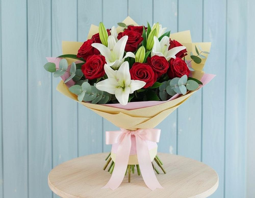 Букет цветов из: Лилии и Розы в Георгиевской